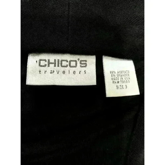 Chico's Travelers Cardigan Open Black Size 3/XL Packable Slinky Knit Comfort - Picture 9 of 10